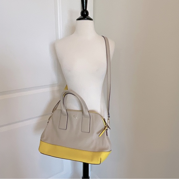 Kate Spade satchel Southport Avenue Jenny color block yellow and tan - Picture 2 of 16